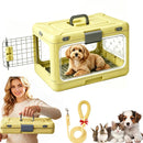 Foldable Hard Cat Carrier, Transparent Pet Crate for Cats & Small Dogs, Collapsible Travel Kennel with Ventilation & Urine Pad Mesh Grid, Portable Travel cage, Essential for pet Travel - Green - Size 20*12.59*12.2in