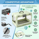Foldable Hard Cat Carrier, Transparent Pet Crate for Cats & Small Dogs, Collapsible Travel Kennel with Ventilation & Urine Pad Mesh Grid, Portable Travel cage, Essential for pet Travel - White - Size 20*12.59*12.2in