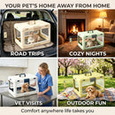 Foldable Hard Cat Carrier, Transparent Pet Crate for Cats & Small Dogs, Collapsible Travel Kennel with Ventilation & Urine Pad Mesh Grid, Portable Travel cage, Essential for pet Travel - White - Size 20*12.59*12.2in
