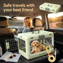 Foldable Hard Cat Carrier, Transparent Pet Crate for Cats & Small Dogs, Collapsible Travel Kennel with Ventilation & Urine Pad Mesh Grid, Portable Travel cage, Essential for pet Travel - Yellow - Size 20*12.59*12.2in