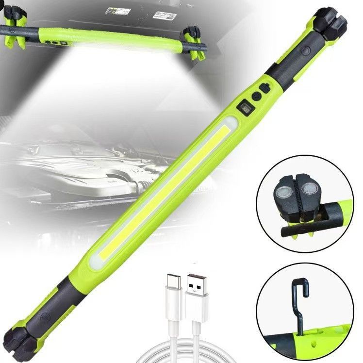 3000LM Rechargeable Magnetic Work Light, 2026 New LED Work Light Bar, Portable Under Hood Works Lights for Automotive Repair, Adjustable Magnetic LED Bar for Mechanics - Red