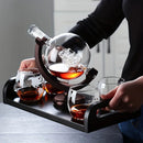 Globe Whiskey Decanter Set Lead-Free Glass Carafe