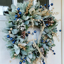 Blueberry Eucalyptus Wreath with Golden Accents