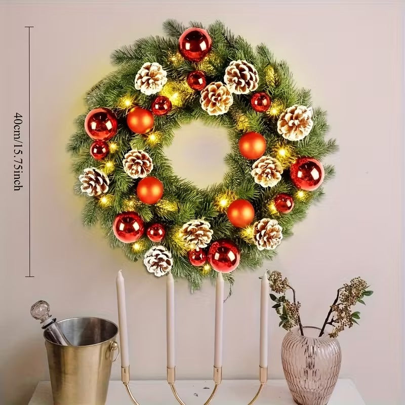Pre-Lit Christmas Door Wreath LED Decor