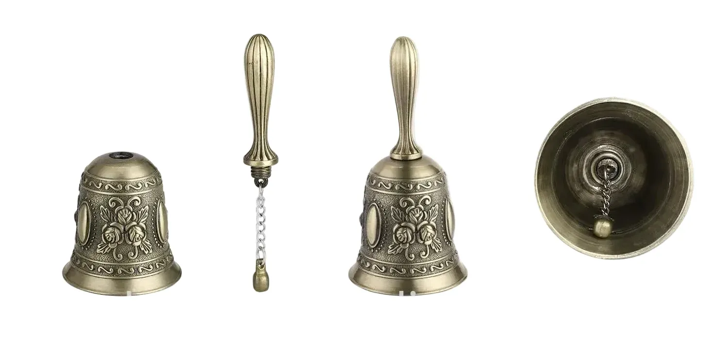 Trendbay Retro Bronze Metal Hand Bell Vintage Handheld