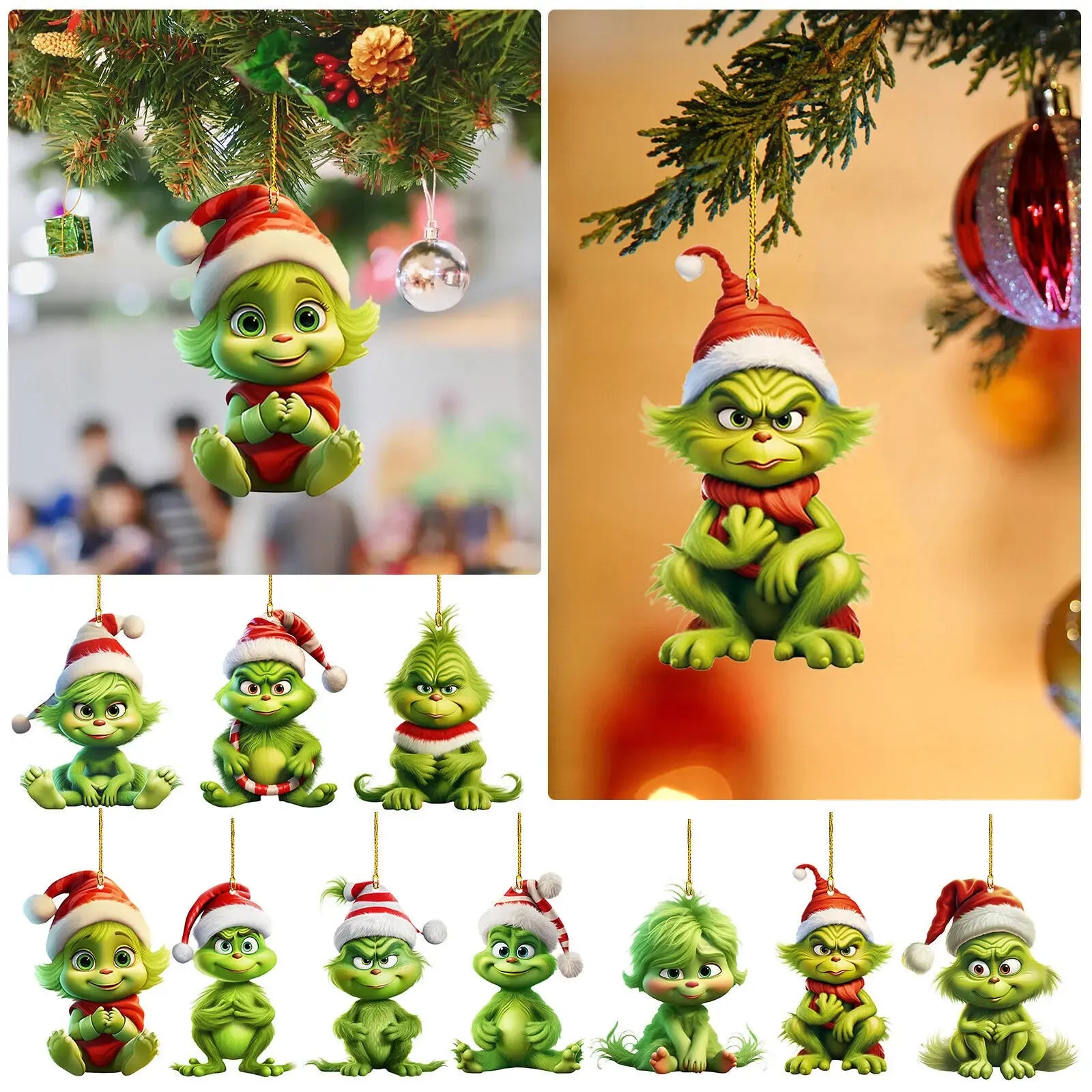 Trendbay 10pcs Whimsical Green Christmas Tree Ornaments