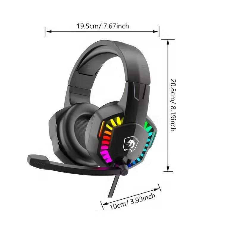 Wired Gaming Headset with RGB Lights and Noise Cancelling Mic