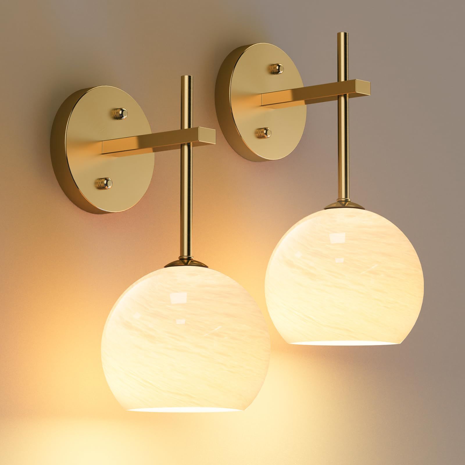 Wall Sconces Set of Two, Wireless Battery Operated Wall Decor with Remote, Sconces Wall Lighting with Glass Shade, Upward and Downward Installation, 12 RGB Colors and 3 CCT Options