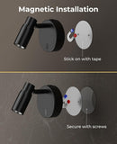 Zoomable Spot Lights Indoor, Rechargeable Picture Light with Remote, Dimmable CCT Spotlight for Wall Art, 6000mAh Uplights with Timer for Plant Artwork Painting Sofa Corner Black 2Pack