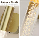 Battery Operated Wall Sconce Set of 2 Brushed Gold 12000mAh Rechargeable Wall Light with Crystal Acrylic 24" Wireless CCT Dimmable 350°Rotate Remote Wall Lamp for Bedroom Living Room