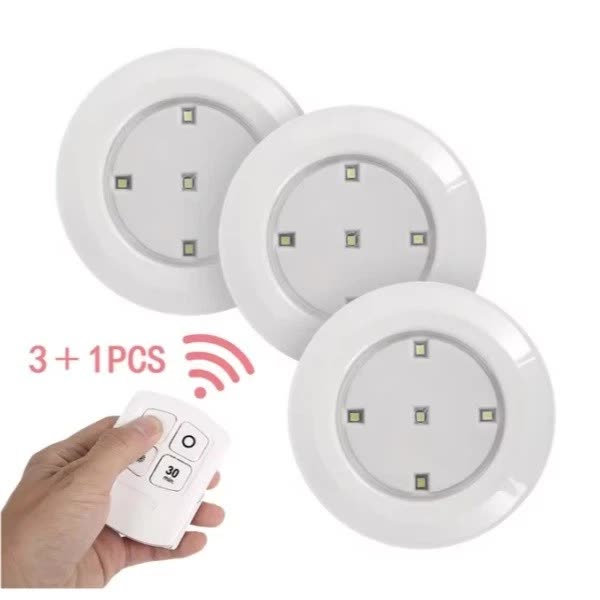 3 LED Light Set with Remote - Cool White for Cabinets & Displays