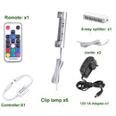 LED Under Cabinet Night Lights Kit for Glass Edge Shelf Back Side Lighting Using Flexible Cable and Clip with RF Remote(6 Lights RGB)