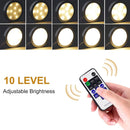 Dimmable LED Under Cabinet Lighting, Counter Showcase Kitchen Lighting Fixtures with 12V Plug in Adapter and Dimmable Wireless Remote Control, 3 Ultra Slim Puck Lights Kit (Warm White2700K)