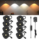 Under Cabinet Lighting, Timer & CCT 3000-6000K Puck Lights, Dimmable with Slider Controller, Plug-in Counter Lights for Kitchen Cabinet, Display Case, Bookshelf, Closet, Curio Cabinet (8Pack)