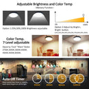 LED Under Cabinet Puck Lights CCT Light Color Temperature Adjustable Warm+White Double Color with Dimmable RF Remote Controller for Kitchen Shelf Ambiance Display Lighting (8 Lights, 24W)