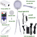 Linkable Under Cabinet LED Lighting 12V Dimmable Puck Lights with Wireless RF Remote Control, Hardwired & AU Wall Plug in for Kitchen Mood Lighting (4000K Natural White, 12 Lights Kit)
