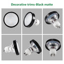 6 Pack GU10/MR16 Bulb Decorative Trim Rings, Heat Insulation Anti-Scald Protective Rings for Track Lighting, Snap-On Spring-Loaded Design (Matte Black)
