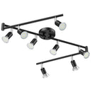 Black Track Lighting Fixture Ceiling, LED Flexible Track Lights with Swing Arm, 8-Light Directional Black Flush Mount Ceiling Spotlight for Kitchen, Living Room (GU10 Bulbs NOT Included)