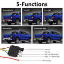 Tailgate Light Bar 60 Inch Triple Row Tail light bar for Pickup Trailer SUV RV VAN Full Function Red Brake White Reverse Amber Turn Signal double flash Light No Drill Install (60inch)