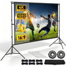 120 Inch Projector Screen with Stand & Carry Bag, 16:9 Foldable Movie Screen, 4K HD Compatible, Indoor & Outdoor Home Theatre