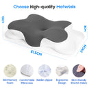 Cervical Pillow with Memory Foam, Ergonomic Contour Neck Support, 2-in-1 Dual Height, Pressure Relief, Grey