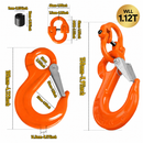 1.12T Sling Hook & Hammerlock Kit, 2 Sets Heavy Duty Trailer Safety Chain Hooks for Caravan, Camper & Boat Trailers-Orange