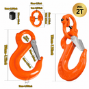 2T Sling Hook & Hammerlock Kit, 2 Sets Heavy Duty Trailer Safety Chain Hooks for Caravan, Camper & Boat Trailers-Orange