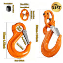 3.15T Sling Hook & Hammerlock Kit, 2 Sets Heavy Duty Trailer Safety Chain Hooks for Caravan, Camper & Boat Trailers-Orange