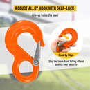 3.15T Sling Hook & Hammerlock Kit, 2 Sets Heavy Duty Trailer Safety Chain Hooks for Caravan, Camper & Boat Trailers-Orange