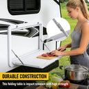 Heavy Duty Folding Caravan Table 800 x 450mm – Full Metal Frame, Lockable, 50kg Max Capacity, White