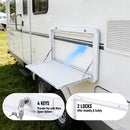 Heavy Duty Folding Caravan Table 800 x 450mm – Full Metal Frame, Lockable, 50kg Max Capacity, White