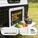 Heavy Duty Folding Caravan Table 800 x 450mm – Full Metal Frame, Lockable, 50kg Max Capacity, White