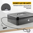 Portable Heavy-Duty Metal Cash Box with Key Lock & Security Cable Lock Suitable for Small Business