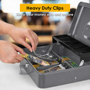 Cash Box With Security Locker And Security Cable, Money Box/Cash Tin With Money Tray For Saving Organizer-Grey