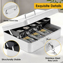 Cash Box With Security Locker And Security Cable, Money Box/Cash Tin With Money Tray For Saving Organizer-White