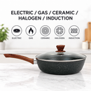28cm PFOA Free Non-Stick Saute Pan with Lid, Marble-Effect Non-Stick Coating, Induction Compatible, Soft-Touch Handle, Dishwasher Safe