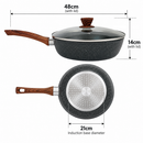 28cm PFOA Free Non-Stick Saute Pan with Lid, Marble-Effect Non-Stick Coating, Induction Compatible, Soft-Touch Handle, Dishwasher Safe