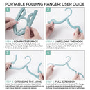 19 Pcs Portable Travel Folding Anti-Slip Clothes Hangers with Storage Bag & Pegs-Pink