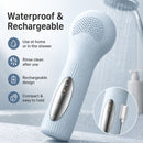 Silicone Facial Cleansing Brush Sonic Vibration Heating Waterproof Rechargeable-BEIGE
