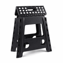 Portable Black Folding Stool with Carry Handle, Non-Slip Seat and TPR Feet, for Camping and Home(39x29x22cm)