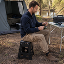 Portable Black Folding Stool with Carry Handle, Non-Slip Seat and TPR Feet, for Camping and Home(39x29x22cm)