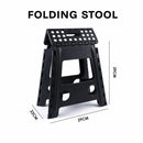 Portable Black Folding Stool with Carry Handle, Non-Slip Seat and TPR Feet, for Camping and Home(39x29x22cm)