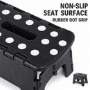 Portable Black Folding Stool with Carry Handle, Non-Slip Seat and TPR Feet, for Camping and Home(39x29x22cm)