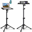 Adjustable Projector Stand with 360° Phone Holder, 57–125cm Folding Tripod Floor Stand for Laptop, Tablet & Projector