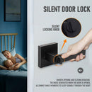 Matte Black Privacy Door Lever Handle with Keys, Heavy Duty Interior Door Lockset, Adjustable 60/70mm Backset, Reversible for Bedroom Bathroom Home Office