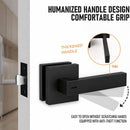 Matte Black Privacy Door Lever Handles with Keys, 2 Pack Heavy Duty Interior Door Lockset, Adjustable 60/70mm Backset, Reversible for Bedroom Bathroom Home Office