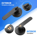 Privacy Door Lever Handle with Key, Heavy Duty Interior Door Lock, Round Design, 1 Pack, Matte Black