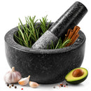 Granite Mortar and Pestle Set, 450ml Heavy Duty Stone Grinder Bowl with 17.5cm Pestle, Black, Manual Spice Grinder for Guacamole, Salsa, Pesto, Herbs, Spices, Nuts & Seeds