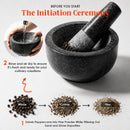 Granite Mortar and Pestle Set, 450ml Heavy Duty Stone Grinder Bowl with 17.5cm Pestle, Black, Manual Spice Grinder for Guacamole, Salsa, Pesto, Herbs, Spices, Nuts & Seeds
