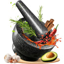 Granite Mortar and Pestle Set, 480ml Heavy Duty Stone Grinder Bowl with 15.5cm Pestle, Dark Grey, Manual Spice Grinder for Guacamole, Salsa, Pesto, Herbs, Spices, Nuts & Seeds